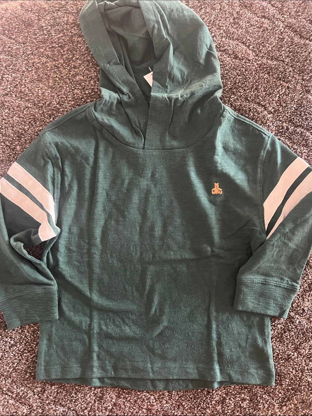 Kids Hooded Long Sleeve Top in Forest Green